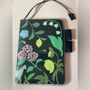Hobonichi Book Cover Black and Blue A6 Cover with Floral Protector